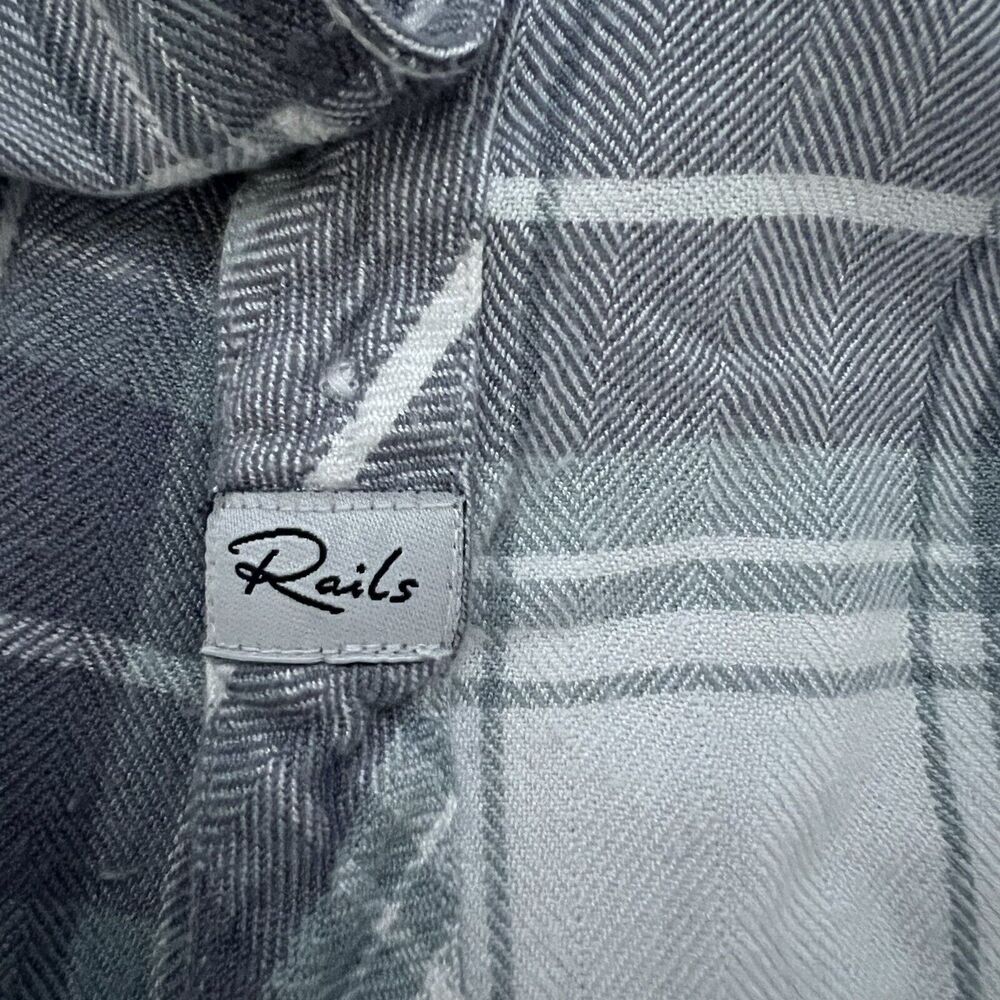 Rails Women's Hunter Ocean Blue/White Plaid Button-Up Long Sleeve Shirt - XS - Picture 7 of 9